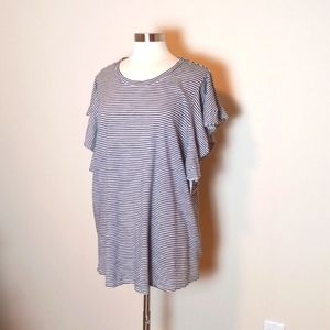 Terra & sky nautical ruffled row edges top NWT